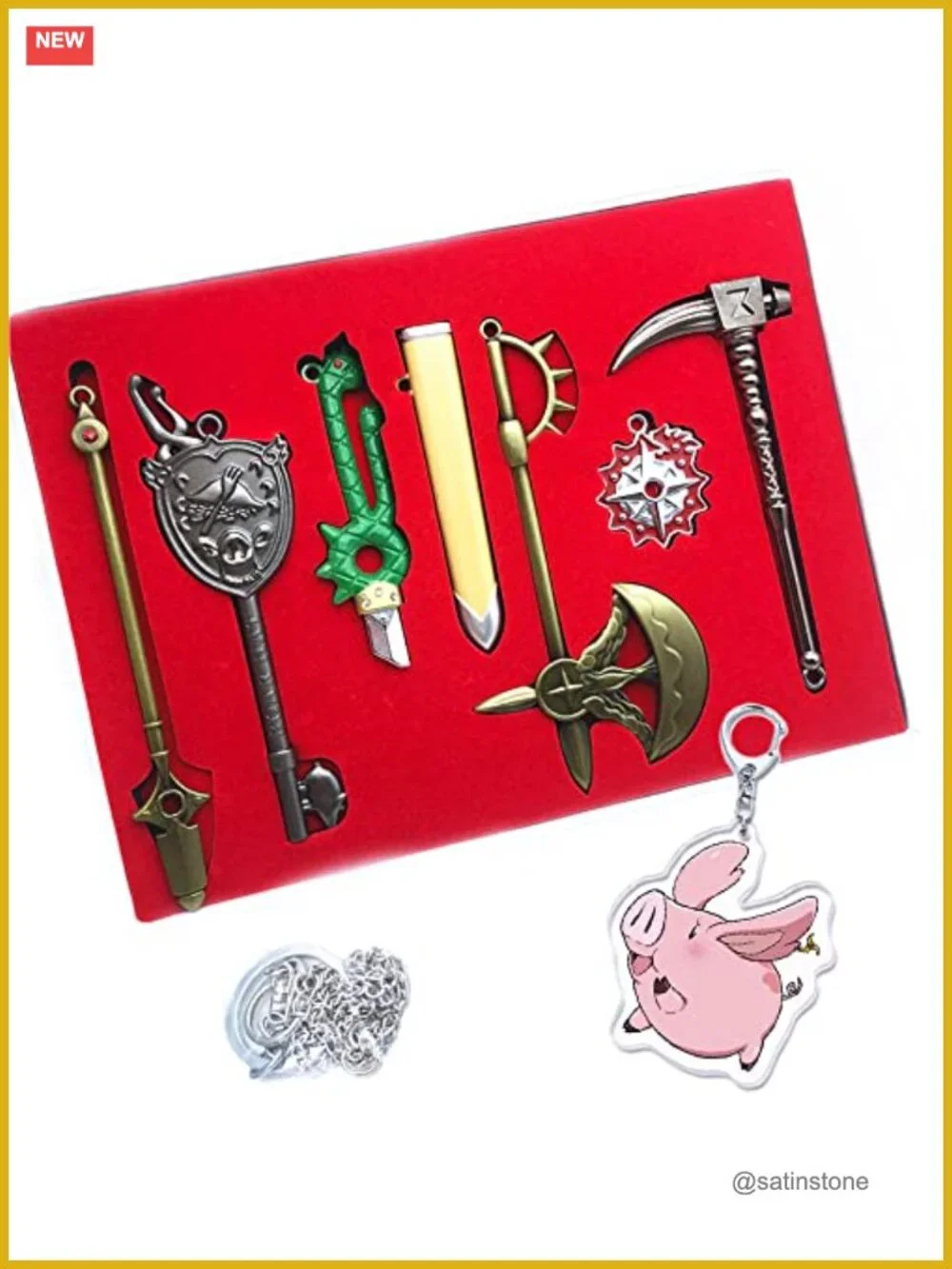 7-in-1 Mini Weapons Model Keychain Set with Gift Box